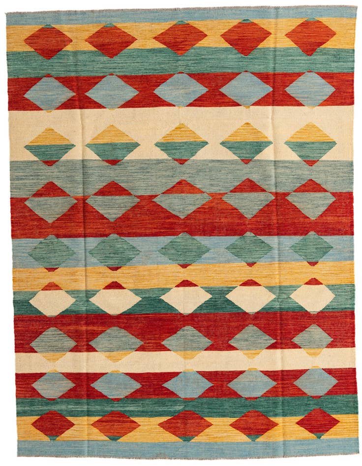 Detail image of 6' 7 x 9' 10 Hand Woven Kilim Modern Wool Rug