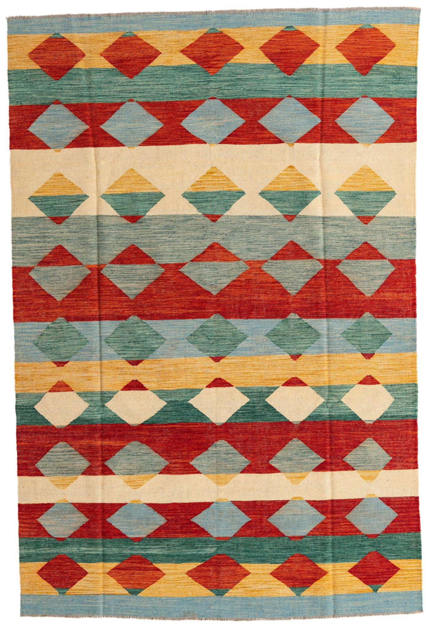 6' 7 x 9' 10 Hand Woven Kilim Modern Wool Rug