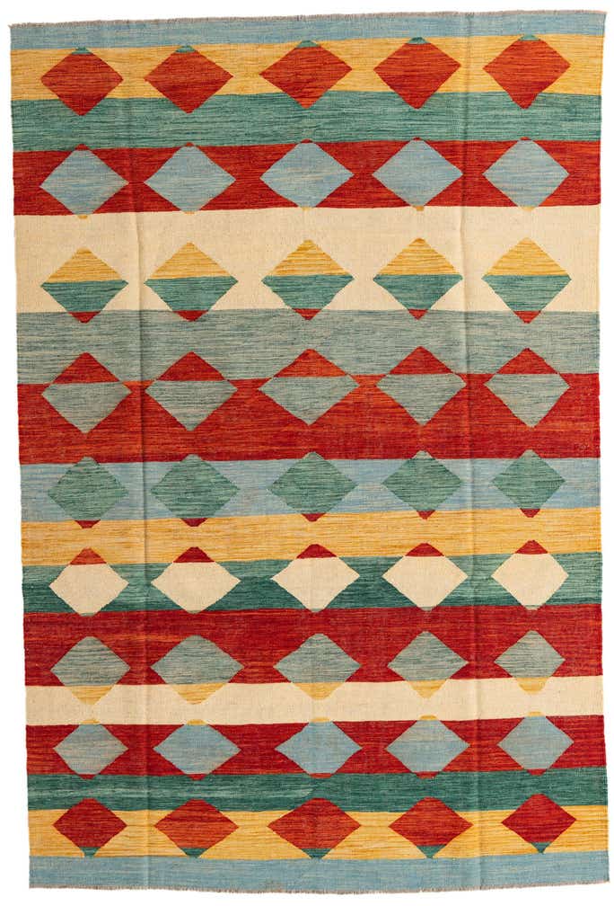 6' 7 x 9' 10 Hand Woven Kilim Modern Wool Rug