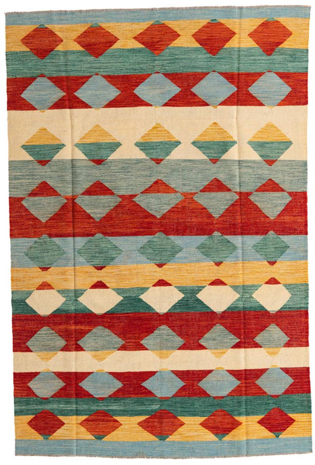 Detail image of 6' 7 x 9' 10 Hand Woven Kilim Modern Wool Rug