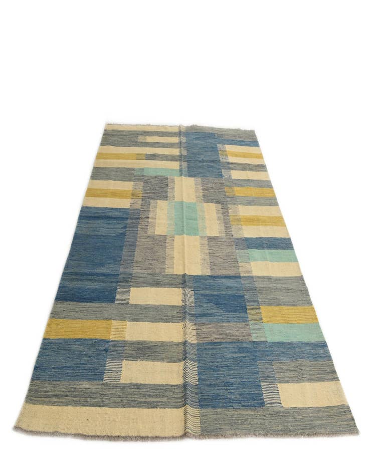 Detail image of 4' 9 x 8'  Hand Woven Kilim Modern Wool Rug