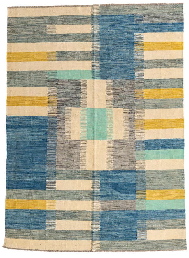 4' 9 x 8' Hand Woven Kilim Modern Wool Rug