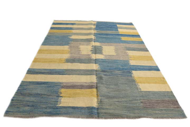 5' 8 x 7' 9 Hand Woven Kilim Modern Wool Rug