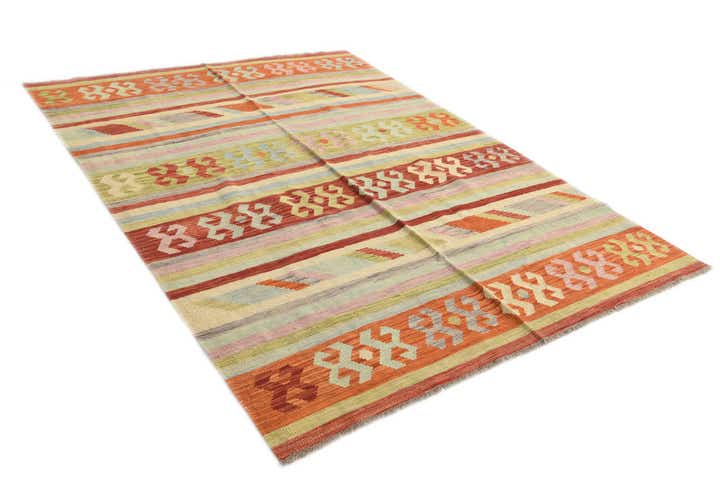 5' 10 x 8' Hand Woven Kilim Modern Wool Rug