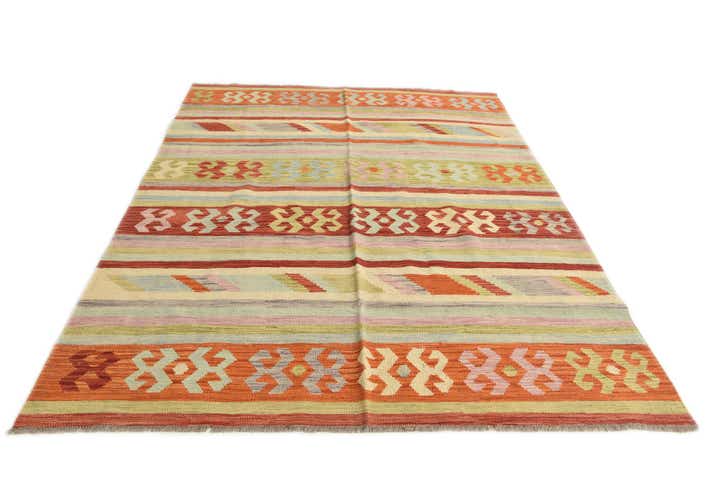 5' 10 x 8' Hand Woven Kilim Modern Wool Rug