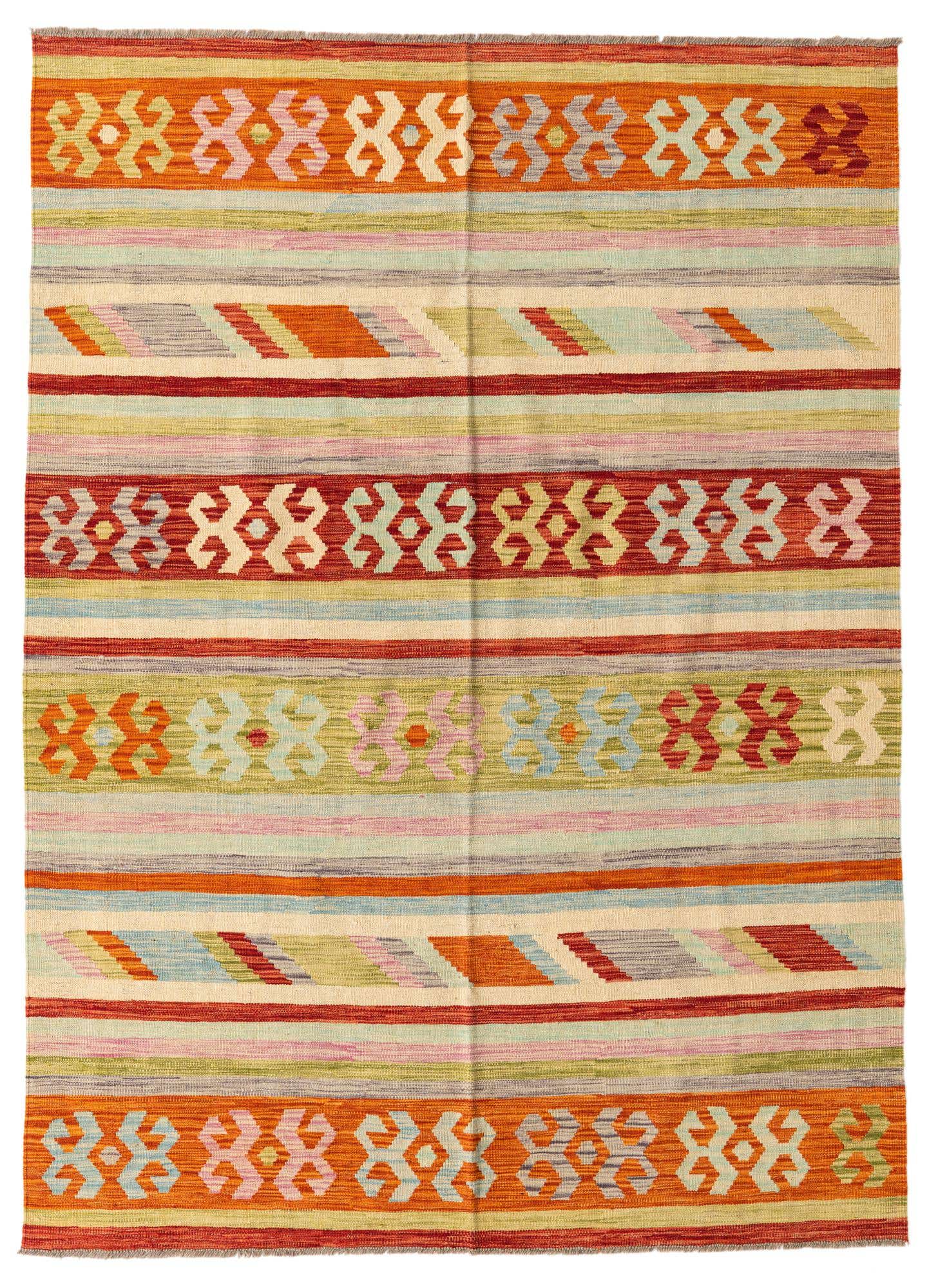 5' 10 x 8' Hand Woven Kilim Modern Wool Rug