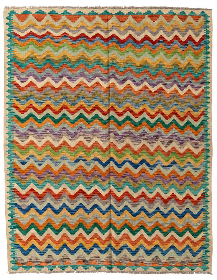 Detail image of 5' 7 x 7' 10 Hand Woven Kilim Modern Wool Rug