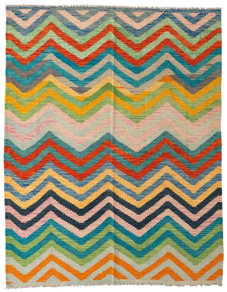 Detail image of 5' 9 x 7' 9 Hand Woven Kilim Modern Wool Rug