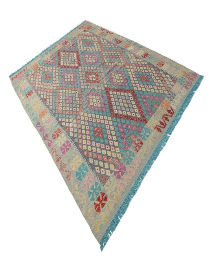 Detail image of 7' x 9' 7  Hand Woven Kilim Modern Wool Rug