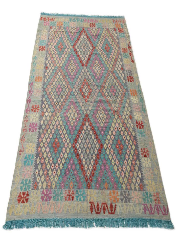 7' x 9' 7 Hand Woven Kilim Modern Wool Rug