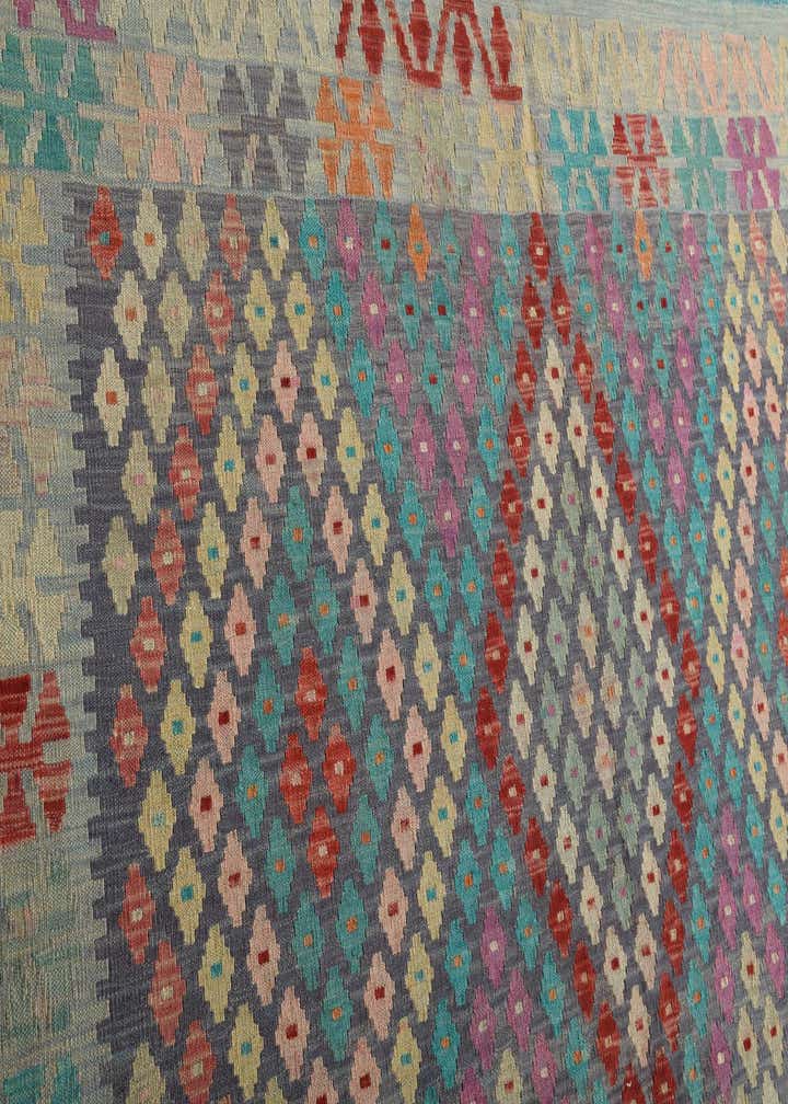 7' x 9' 7 Hand Woven Kilim Modern Wool Rug