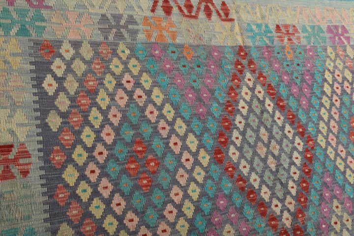 7' x 9' 7 Hand Woven Kilim Modern Wool Rug