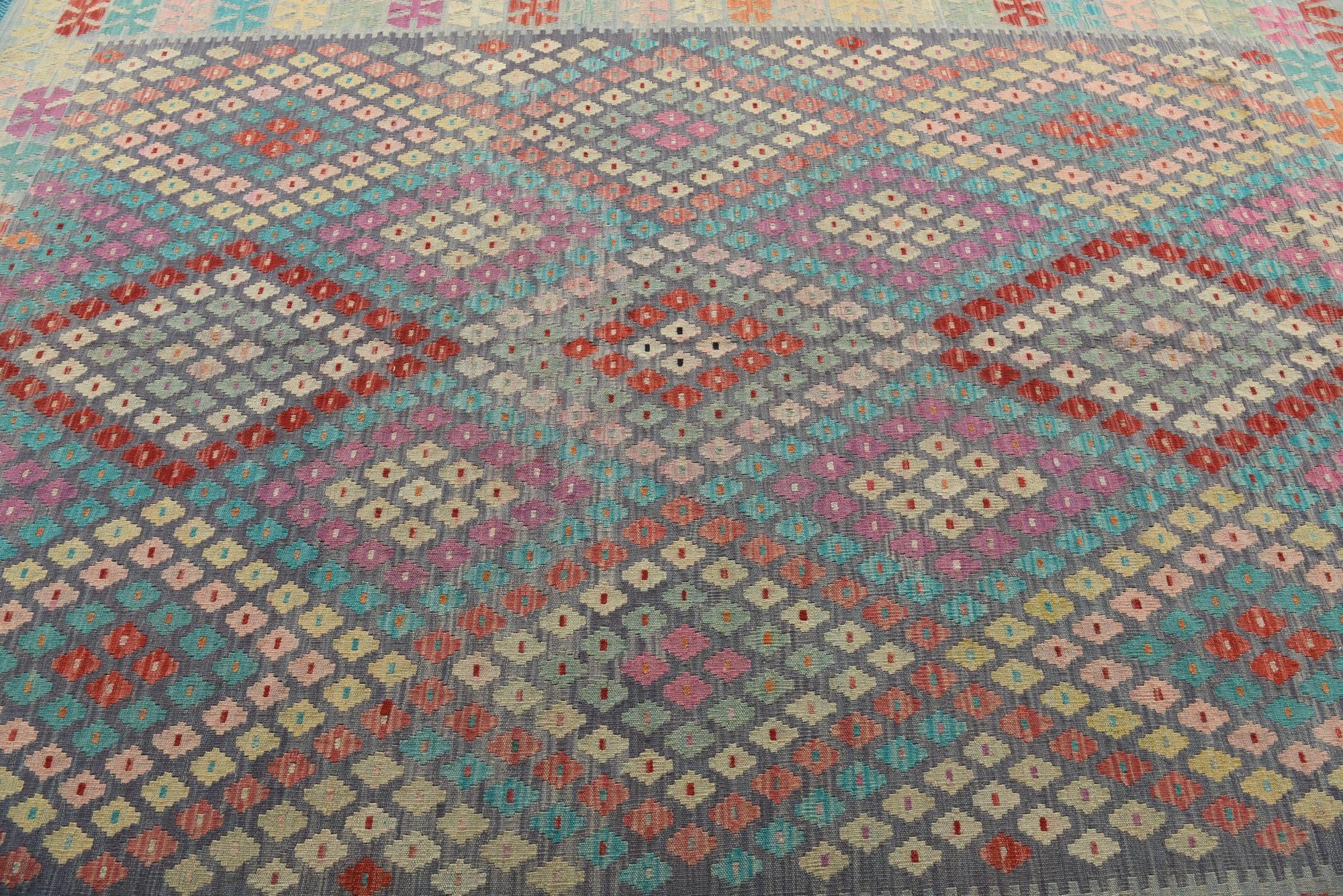 7' x 9' 7 Hand Woven Kilim Modern Wool Rug