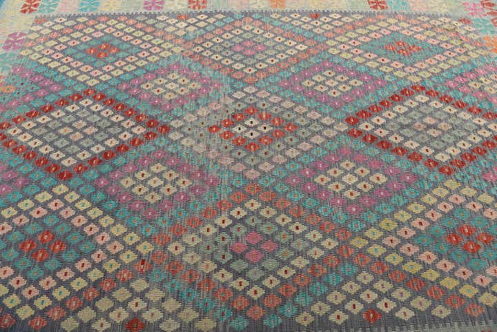 7' x 9' 7 Hand Woven Kilim Modern Wool Rug