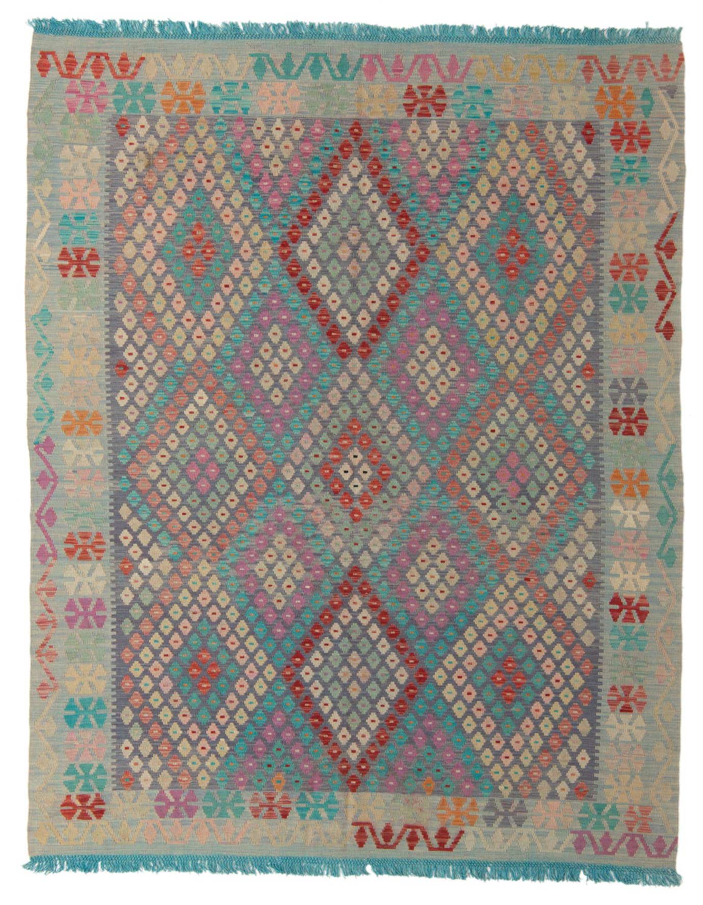 7' x 9' 7 Hand Woven Kilim Modern Wool Rug