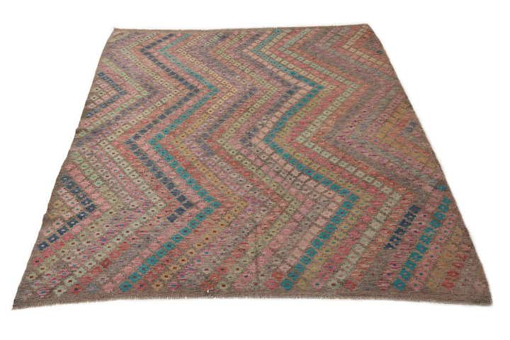 7' 2 x 9' Hand Woven Kilim Modern Wool Rug