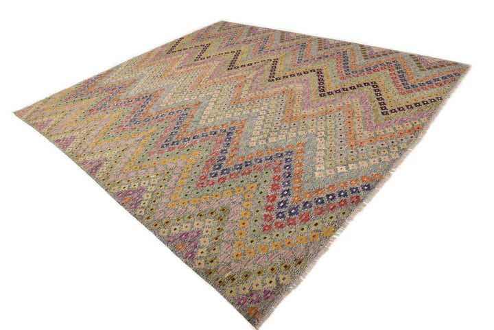 8' 6 x 9' 9 Hand Woven Kilim Modern Wool Rug