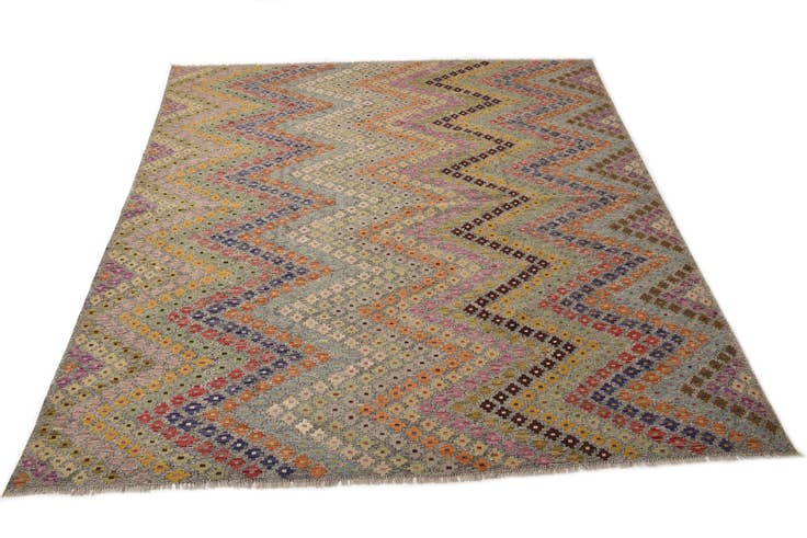 Detail image of 8' 6 x 9' 9 Hand Woven Kilim Modern Wool Rug