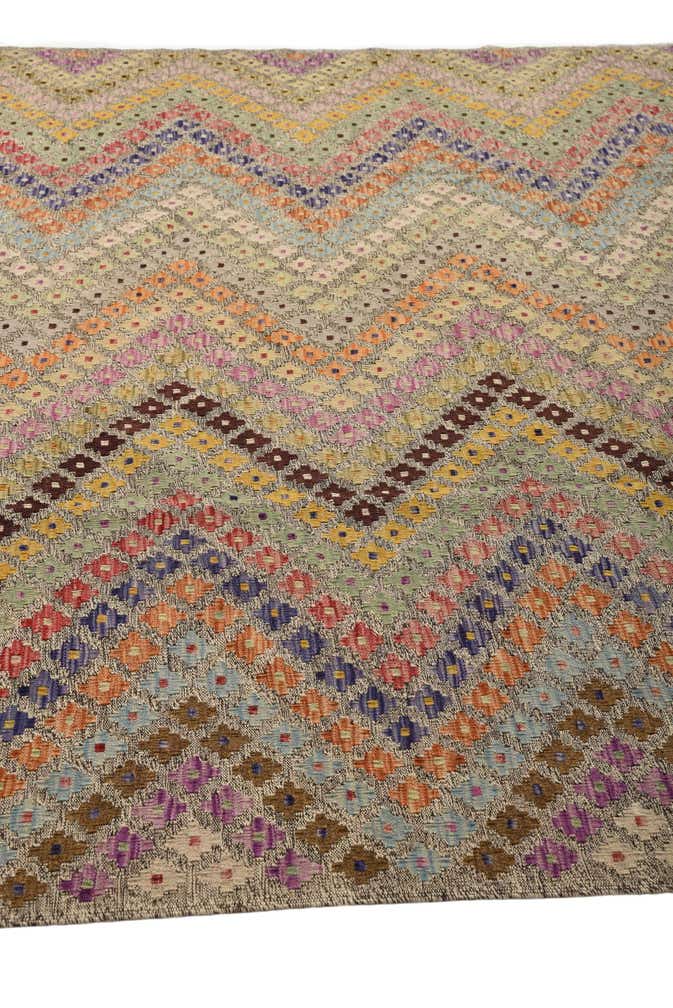 8' 6 x 9' 9 Hand Woven Kilim Modern Wool Rug