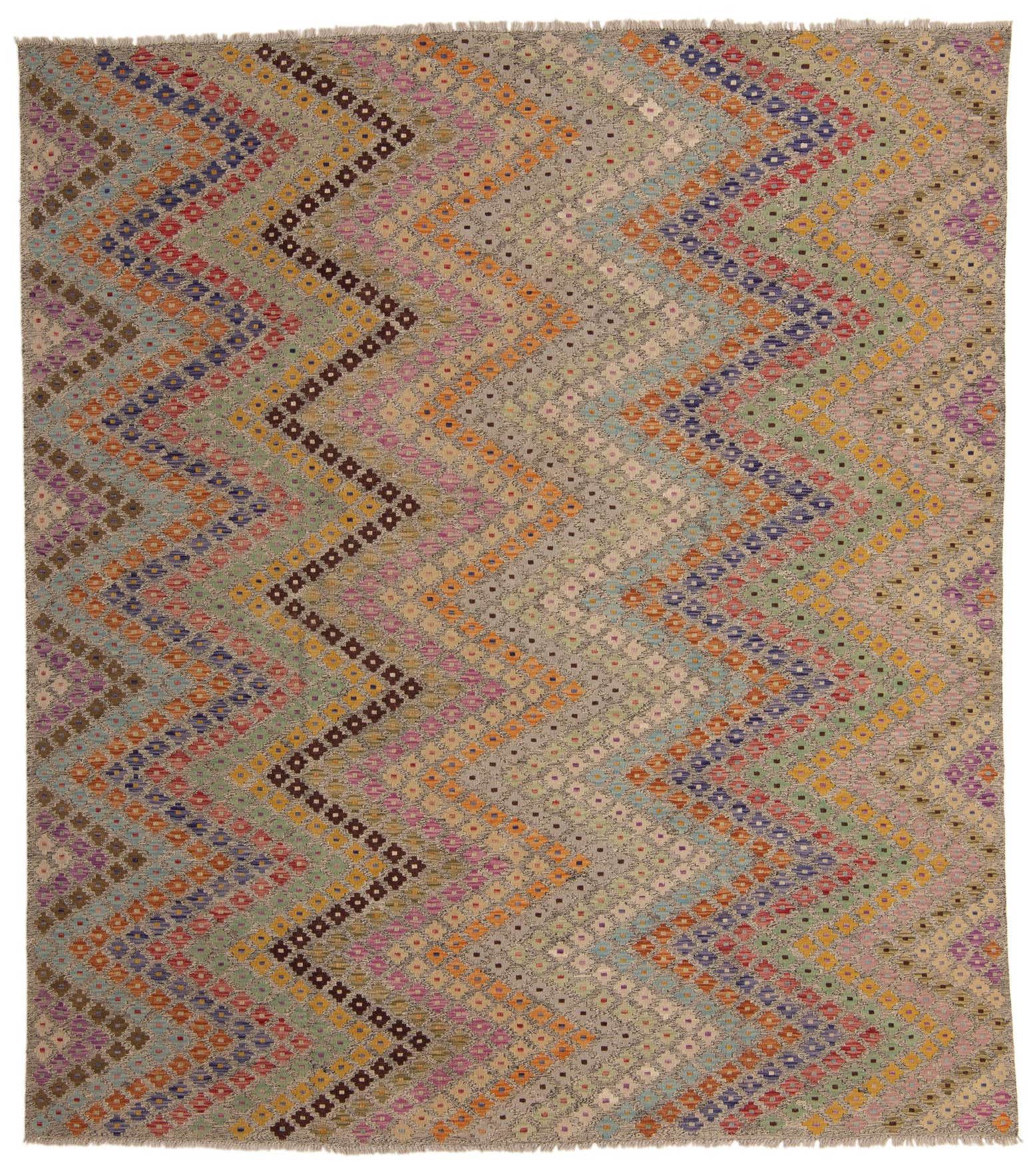 8' 6 x 9' 9 Hand Woven Kilim Modern Wool Rug