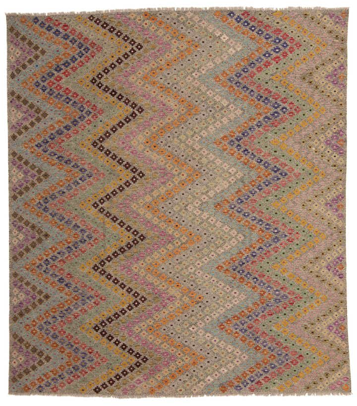 8' 6 x 9' 9 Hand Woven Kilim Modern Wool Rug