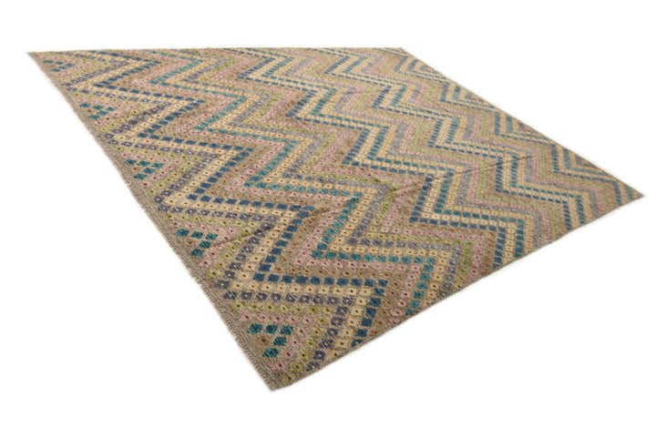 9' x 11' 3 Hand Woven Kilim Modern Wool Rug