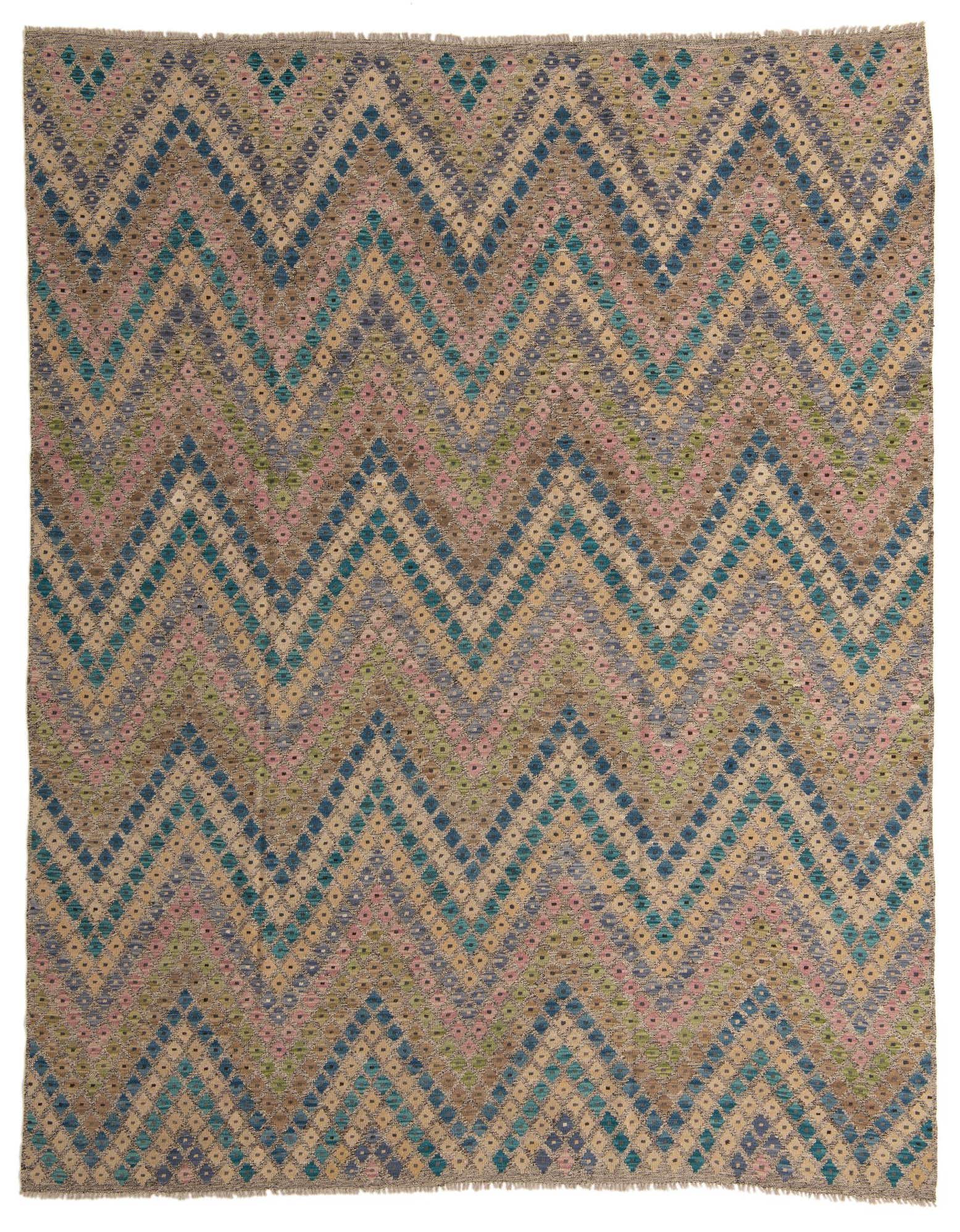 9' x 11' 3 Hand Woven Kilim Modern Wool Rug