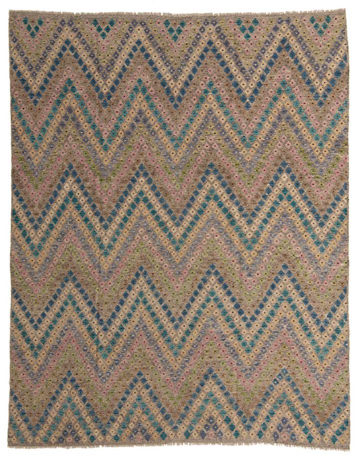 9' x 11' 3 Hand Woven Kilim Modern Wool Rug