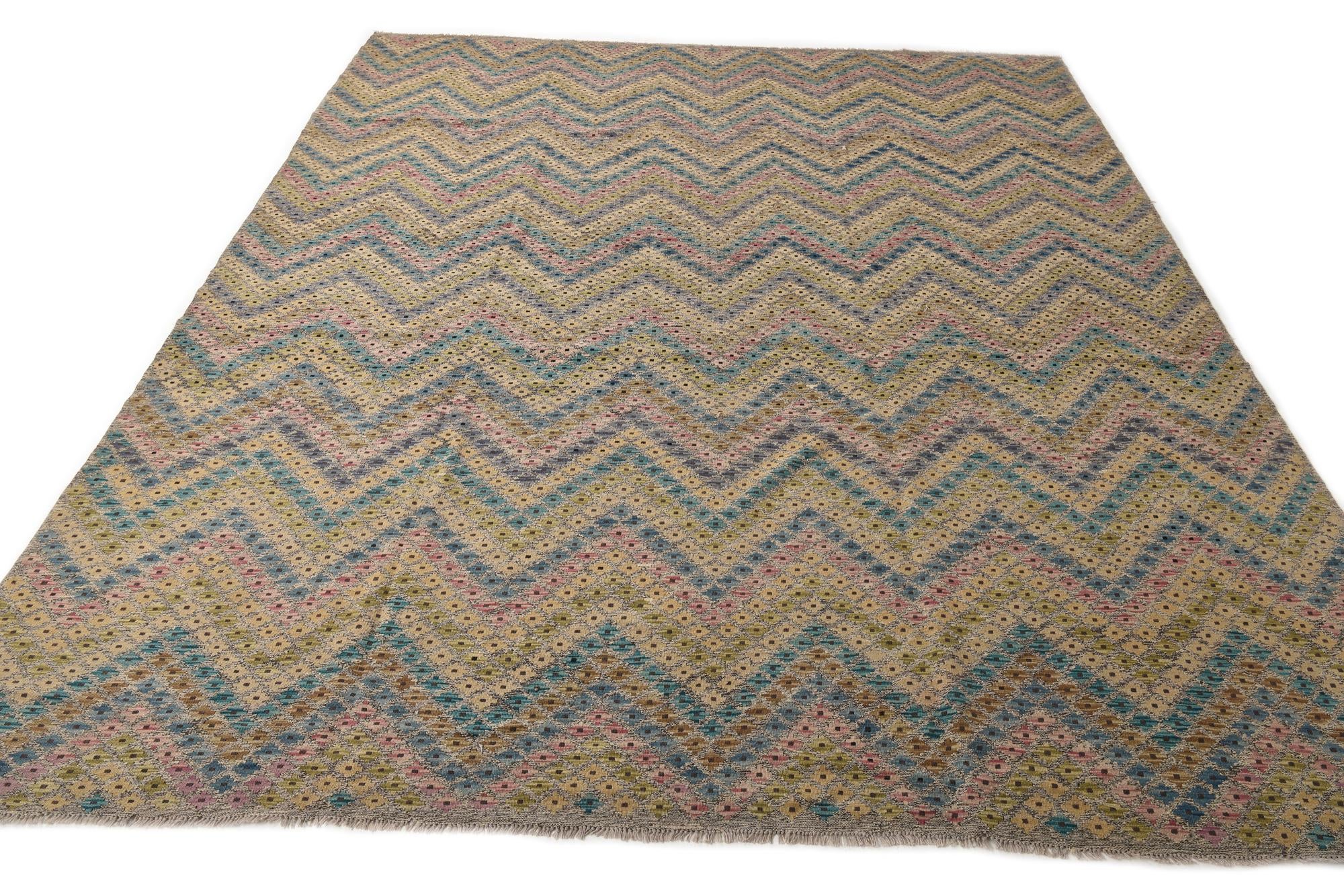 10' 8 x 12' 10 Hand Woven Kilim Modern Wool Rug