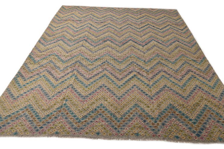Detail image of 10' 8 x 12' 10 Hand Woven Kilim Modern Wool Rug