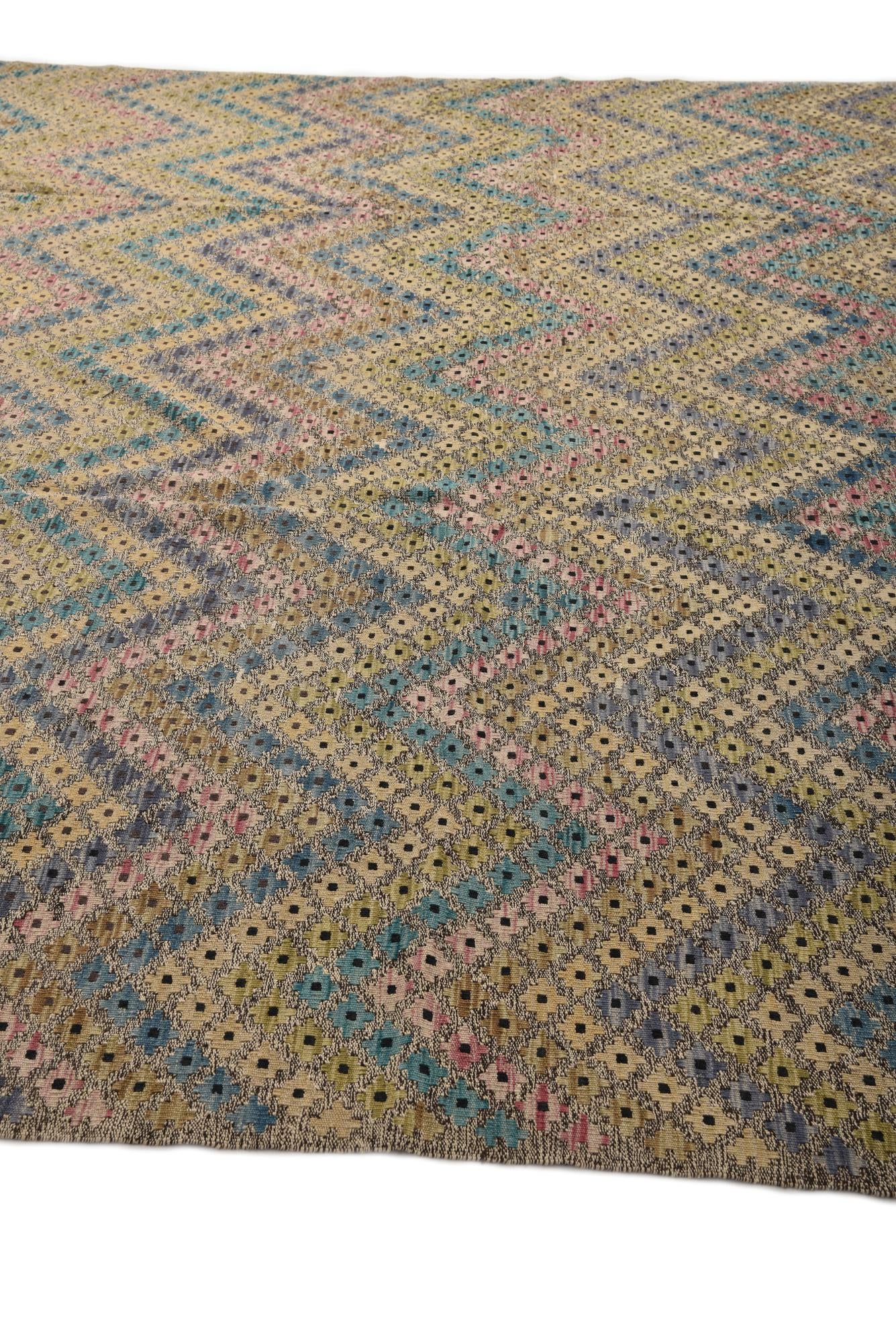 10' 8 x 12' 10 Hand Woven Kilim Modern Wool Rug