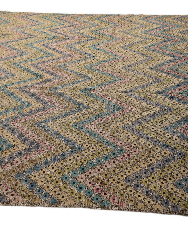 Detail image of 10' 8 x 12' 10  Hand Woven Kilim Modern Wool Rug