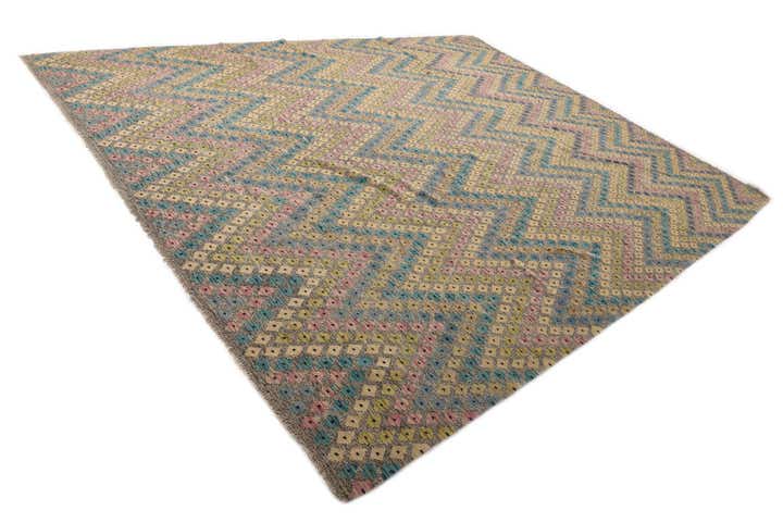 10' 4 x 13' Hand Woven Kilim Modern Wool Rug