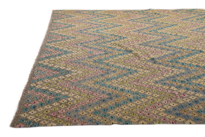 10' 4 x 13' Hand Woven Kilim Modern Wool Rug