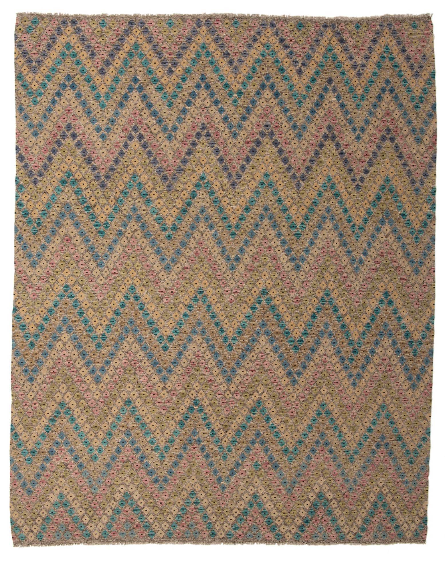10' 4 x 13' Hand Woven Kilim Modern Wool Rug