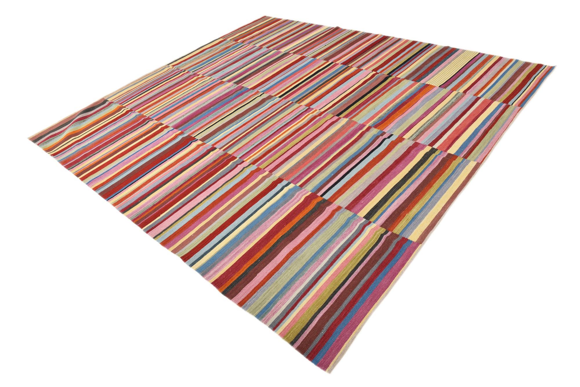8' 8 x 9' 7 Hand Woven Kilim Modern Wool Rug