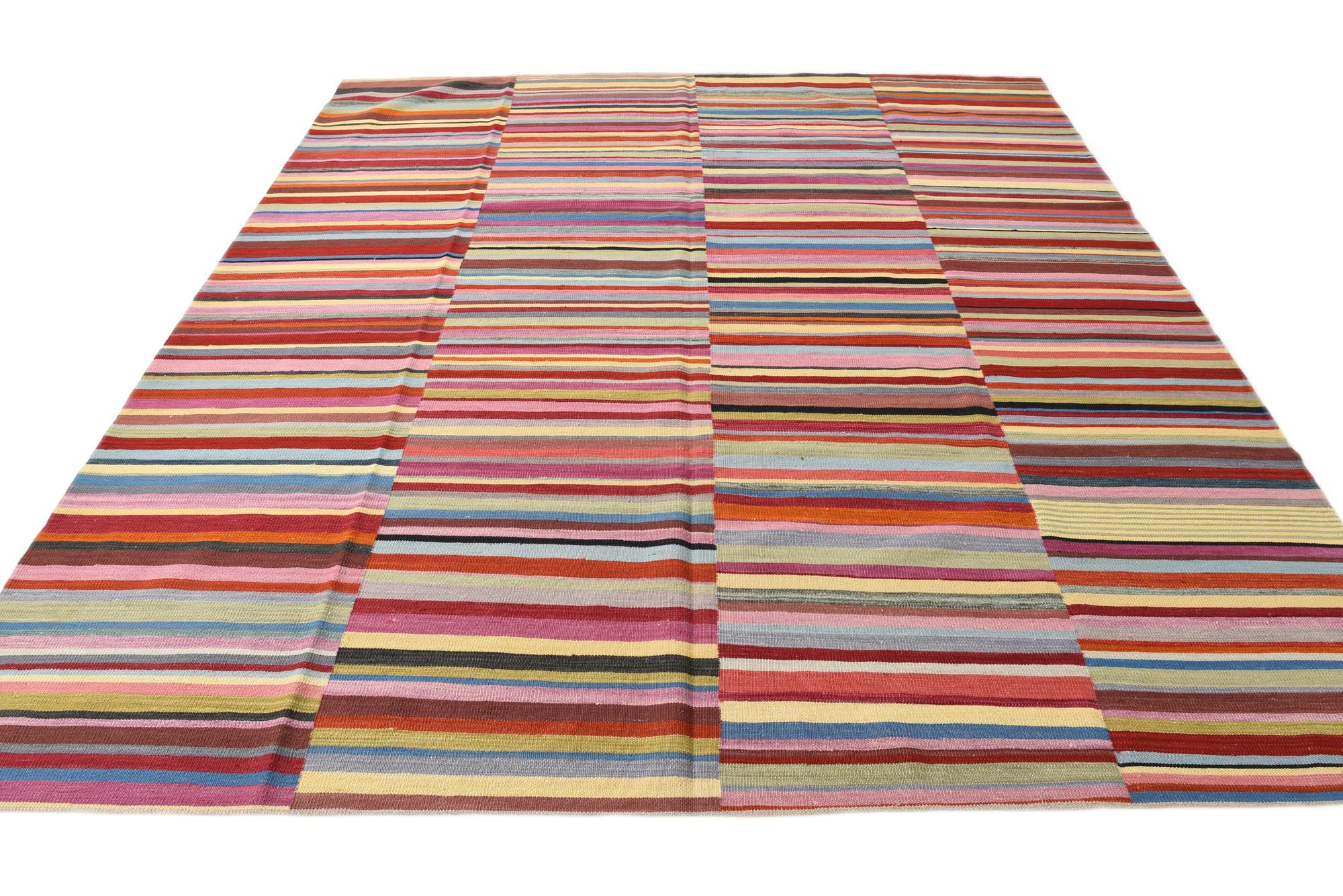 8' 8 x 9' 7 Hand Woven Kilim Modern Wool Rug