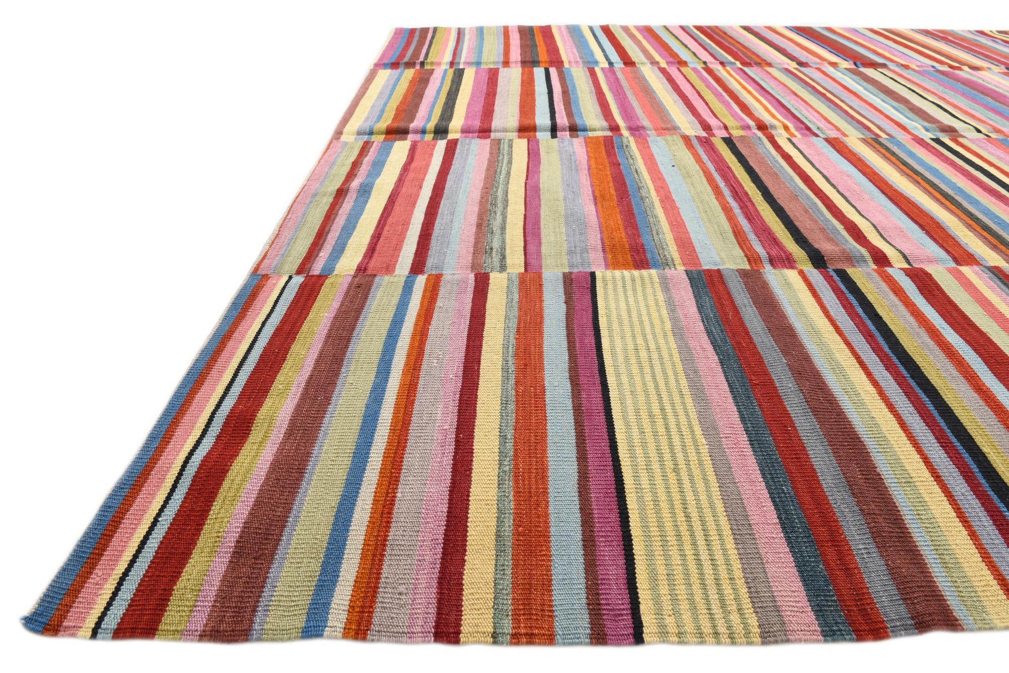 8' 8 x 9' 7 Hand Woven Kilim Modern Wool Rug