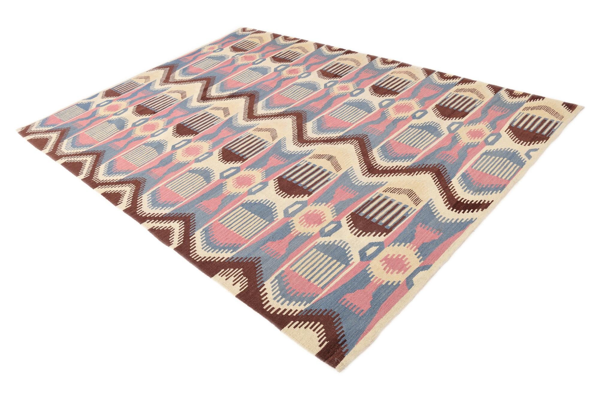 6' x 8' 2 Hand Woven Kilim Modern Wool Rug