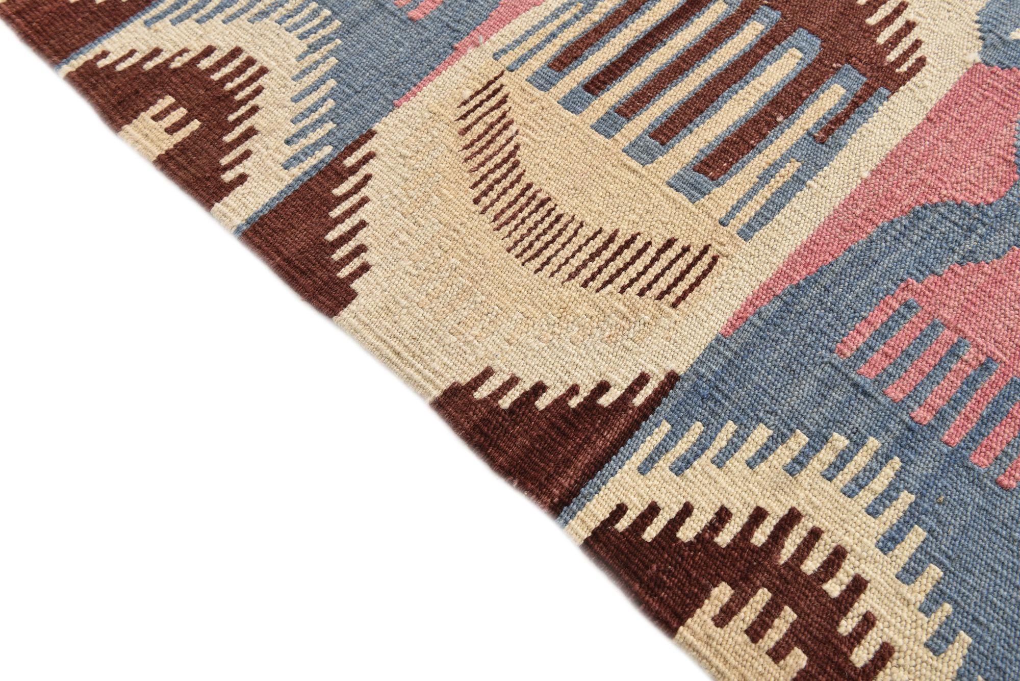 6' x 8' 2 Hand Woven Kilim Modern Wool Rug