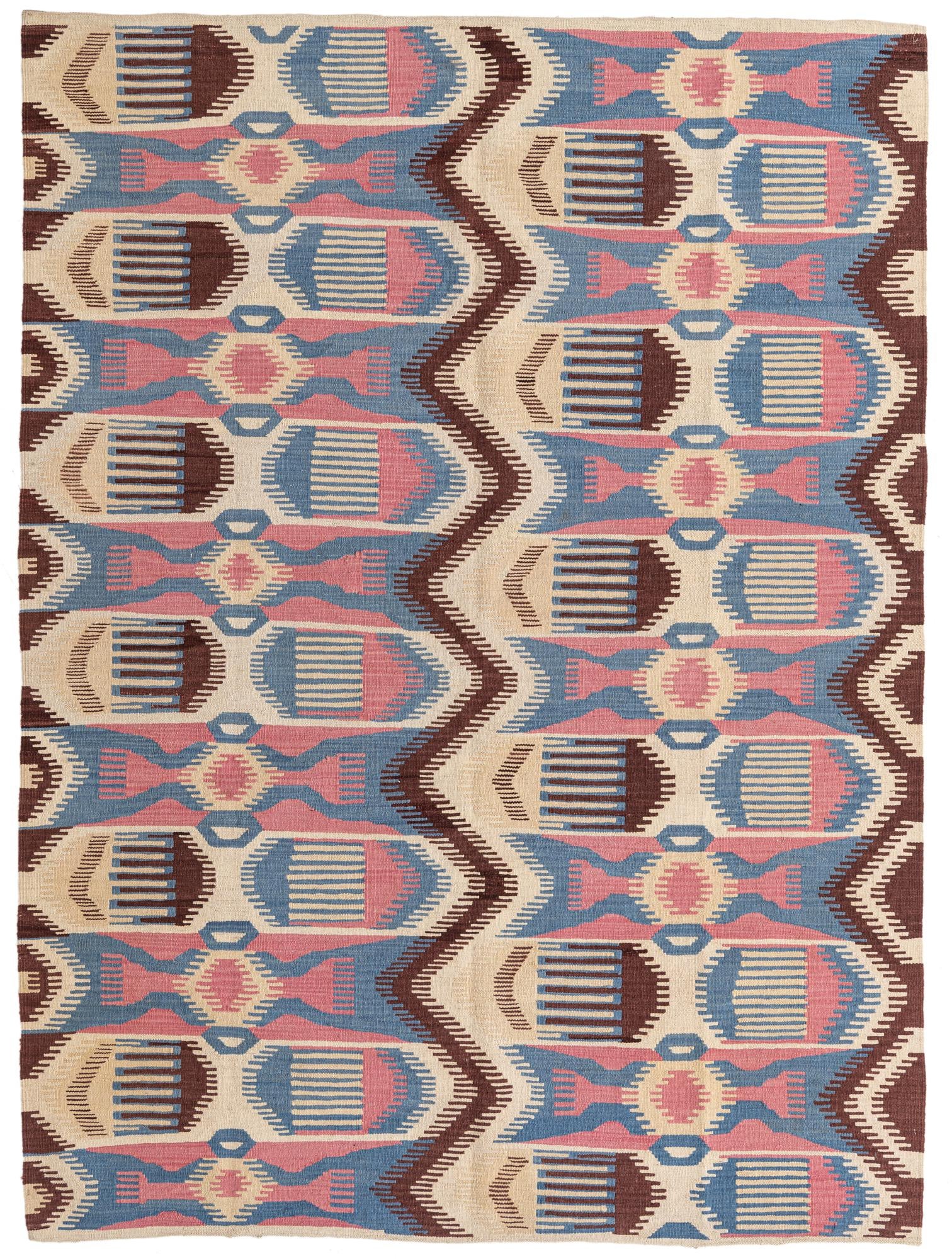6' x 8' 2 Hand Woven Kilim Modern Wool Rug