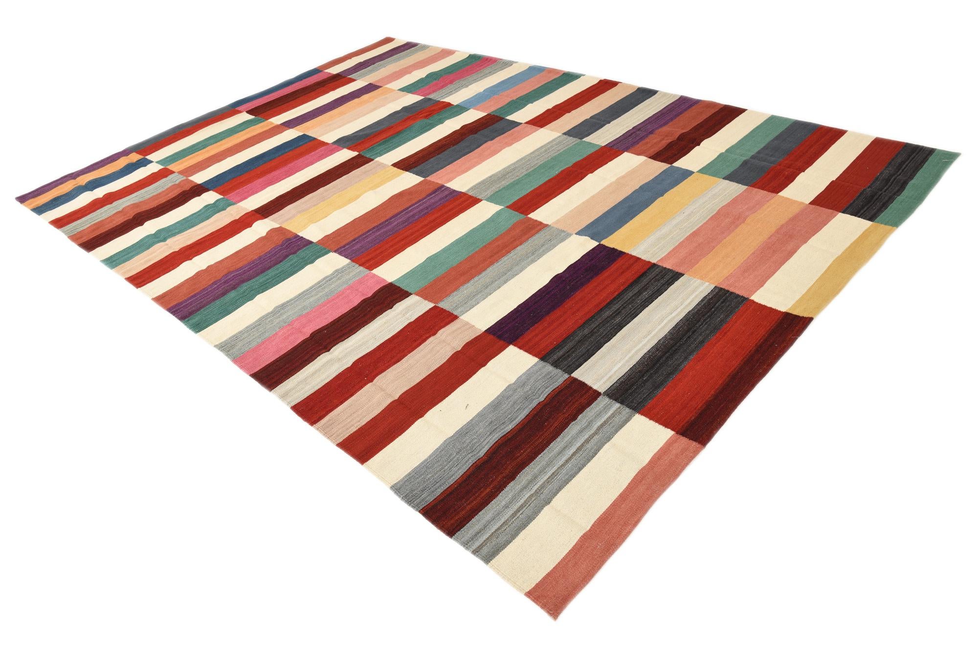 8' 2 x 11' 5 Hand Woven Kilim Modern Wool Rug