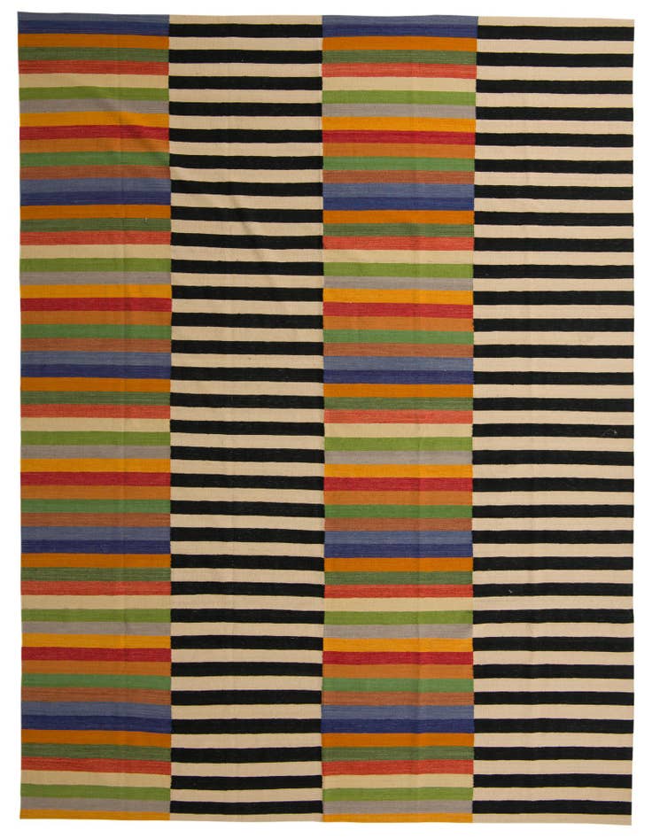 Detail image of 9' 9 x 12' 11 Hand Woven Kilim Modern Wool Rug