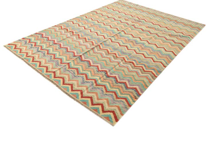 Detail image of 6' 7 x 9' 5 Hand Woven Kilim Modern Wool Rug