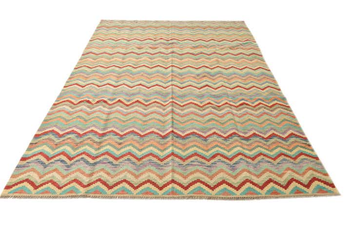 6' 7 x 9' 5 Hand Woven Kilim Modern Wool Rug