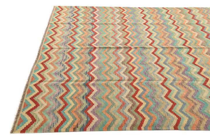 6' 7 x 9' 5 Hand Woven Kilim Modern Wool Rug