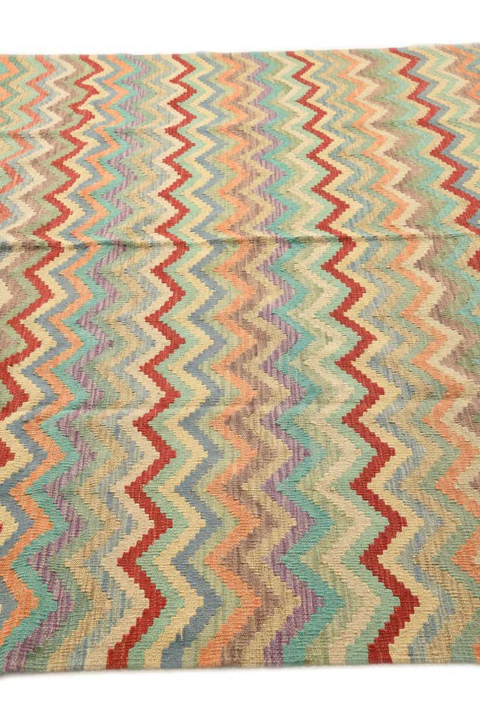 6' 7 x 9' 5 Hand Woven Kilim Modern Wool Rug