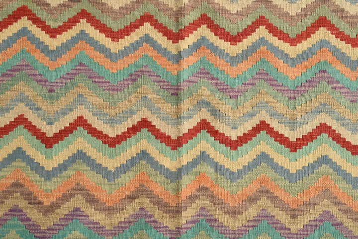 6' 7 x 9' 5 Hand Woven Kilim Modern Wool Rug