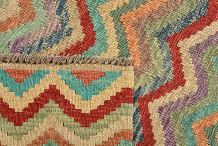6' 7 x 9' 5 Hand Woven Kilim Modern Wool Rug