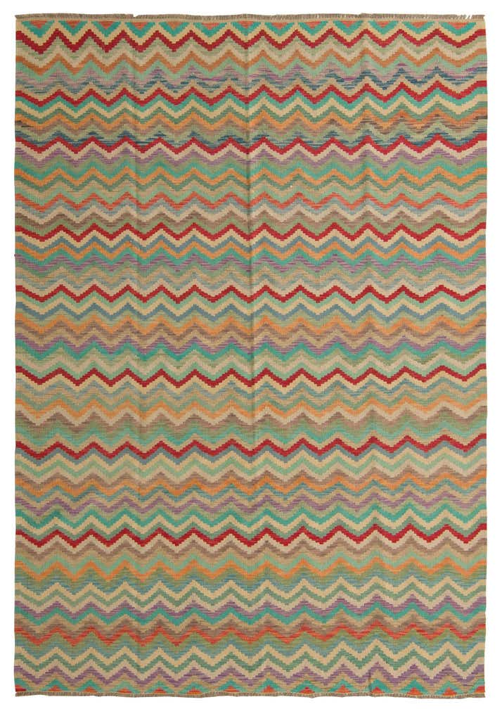 6' 7 x 9' 5 Hand Woven Kilim Modern Wool Rug
